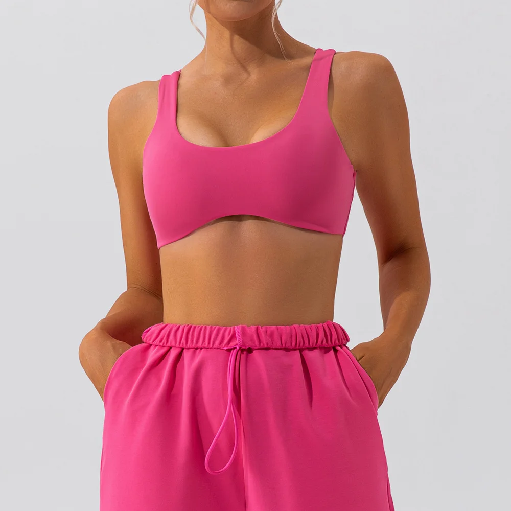 Solid color double strap sports bra