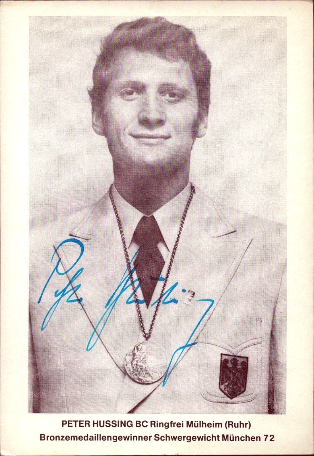 Peter Hussing OLYMPIA München 1972 Boxing Original Autograph Photo Poster painting (W-8561