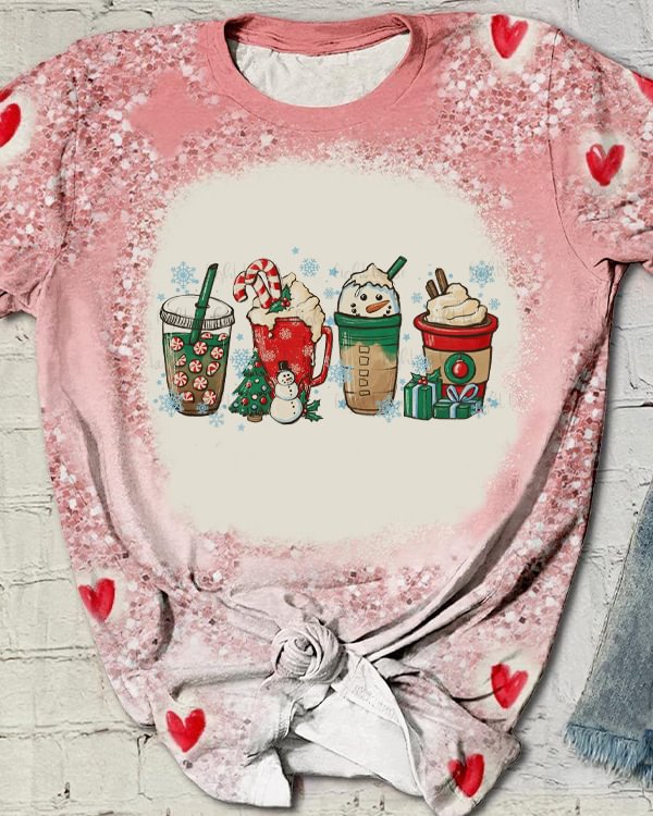 Women's Christmas Snowflake Crew Neck Short Sleeve Top