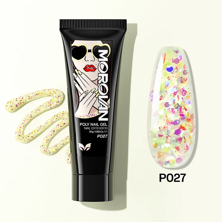 Yellow Platinum Glitter Poly Nail Gel 30ml