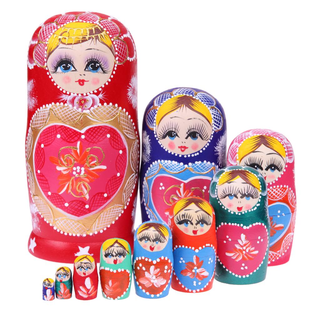 

10pcs Heart Shape Girl Matryoshka Nesting Dolls, 501 Original