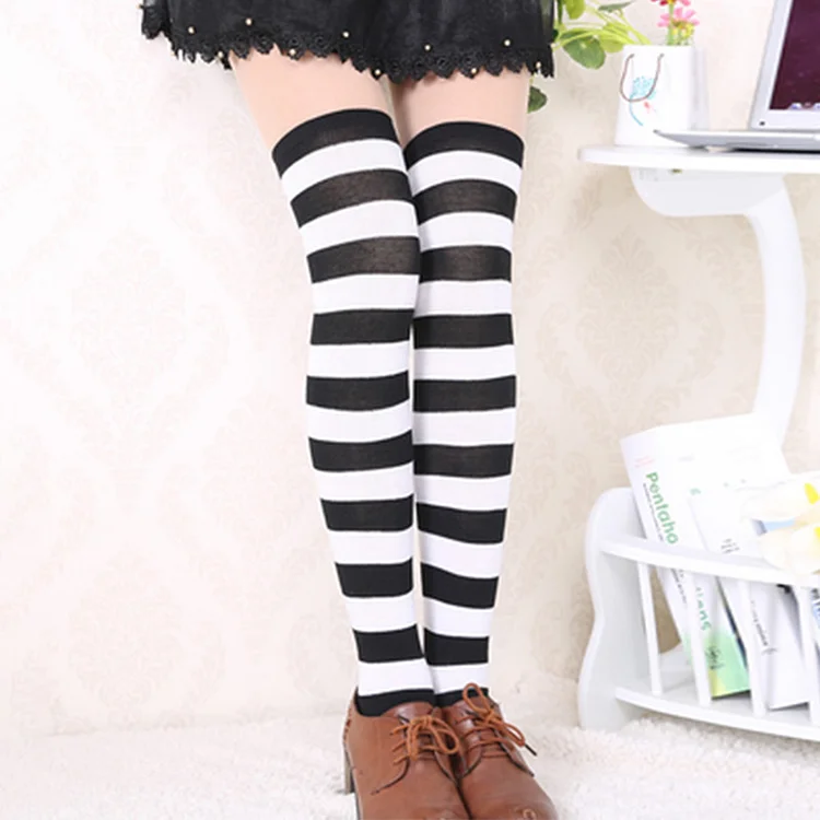 Stripe Cat Claw Candy Color High Socks Long Over the Knee - Modakawa Modakawa