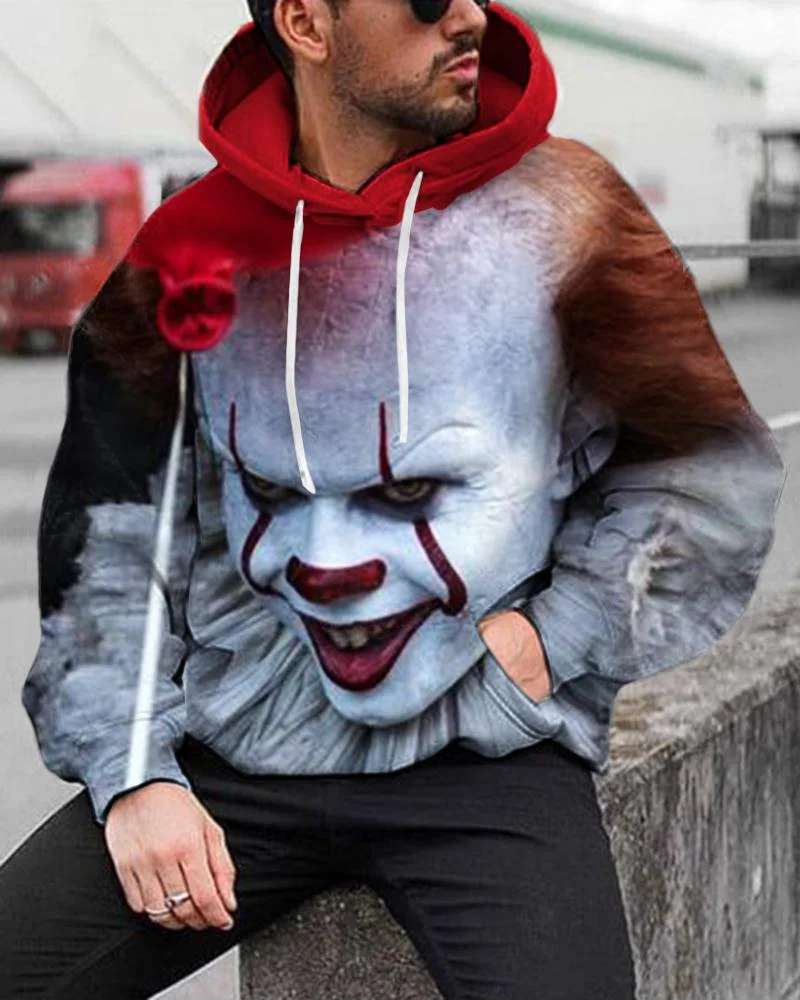 Men's Halloween Clown Print Hoodies