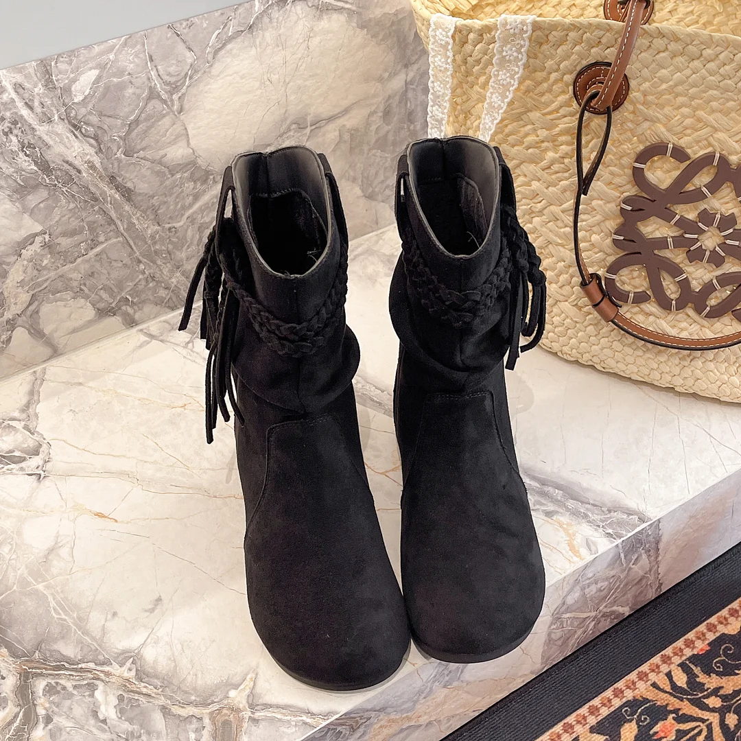 Yyvonne Autumn And Winter New Large-Size Increase Retro Tumu Pile Small Short Boots Girl Folded Martin Boots