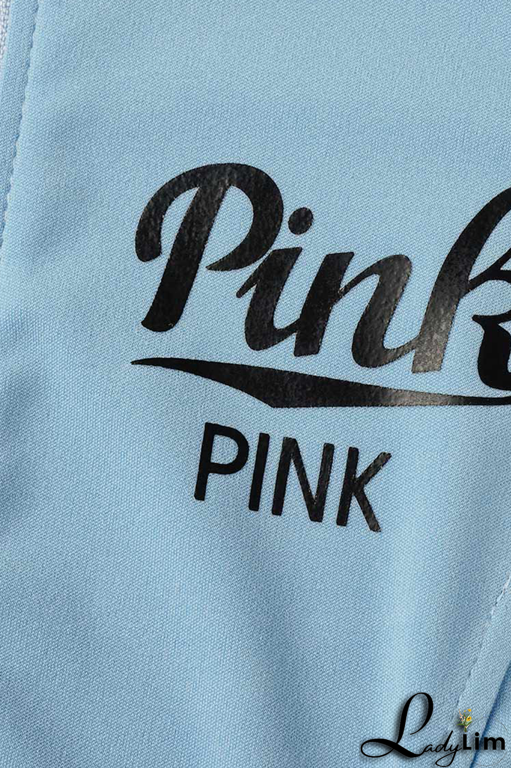 Pink Fashion Print Draw String Hooded Collar Short Sleeve Two Pieces