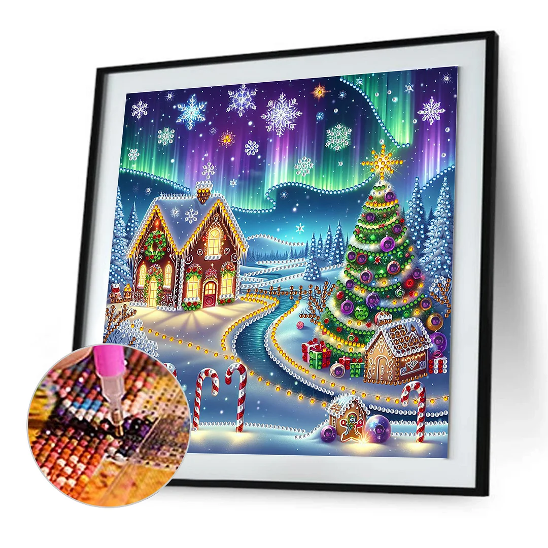 Christmas House - Diamond Painting - Partial Special Shaped Drill(Canvas|30*30cm)