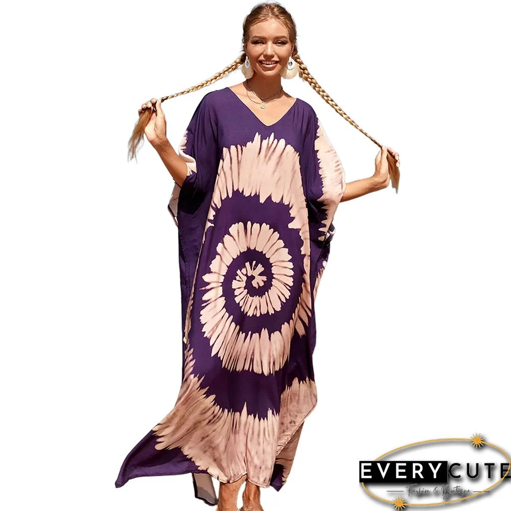 Purple Graffiti Loose Beach Kimono Dress