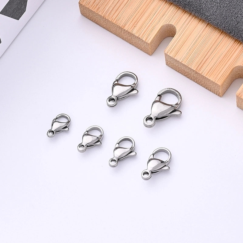 10 PCS/Package 10×6.5mm 11x7mm 9×5.5mm Hole 1~1.9mm 304 Stainless Steel Simple Solid Color Polished Lobster Clasp