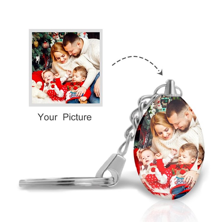 Crystal Picture Key Chain Personalized Oval Picture Keychain, Custom Necklace with Picture