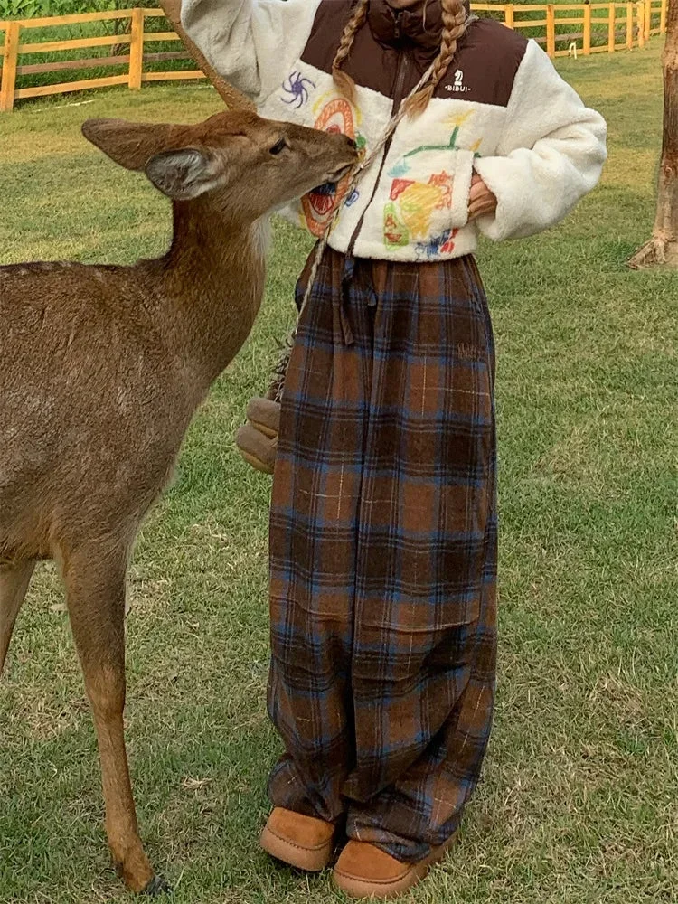 Brownm Plaid Sweatpants