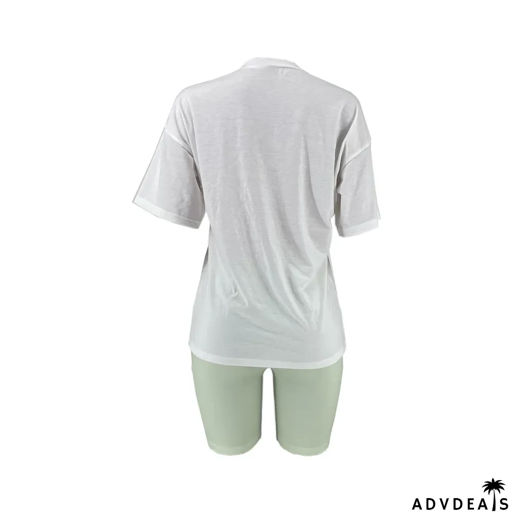 Smiley Print Casual Two-Piece Set