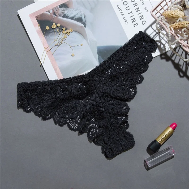 Sexy lace panties ladies panties thong floral lace ladies breathable panties low waist thong transparent