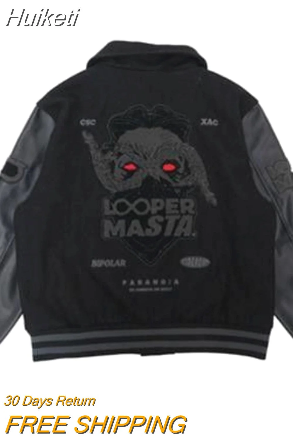 Huiketi Popular Gothic Embroidered Jackets And Coats Men Y2K New Harajuku Style Hip Hop Baseball Jacket Punk High Street Jackets