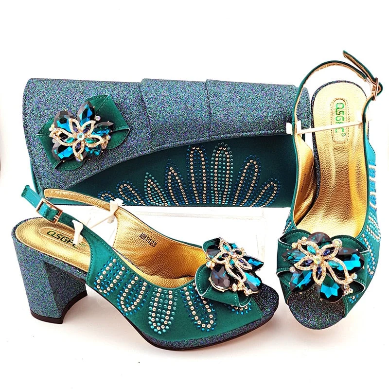 Wine Color Ladies Italian design Shoes and Bag Set Decorated with Rhinestones Shoes and Matching Bags Party Super high heel