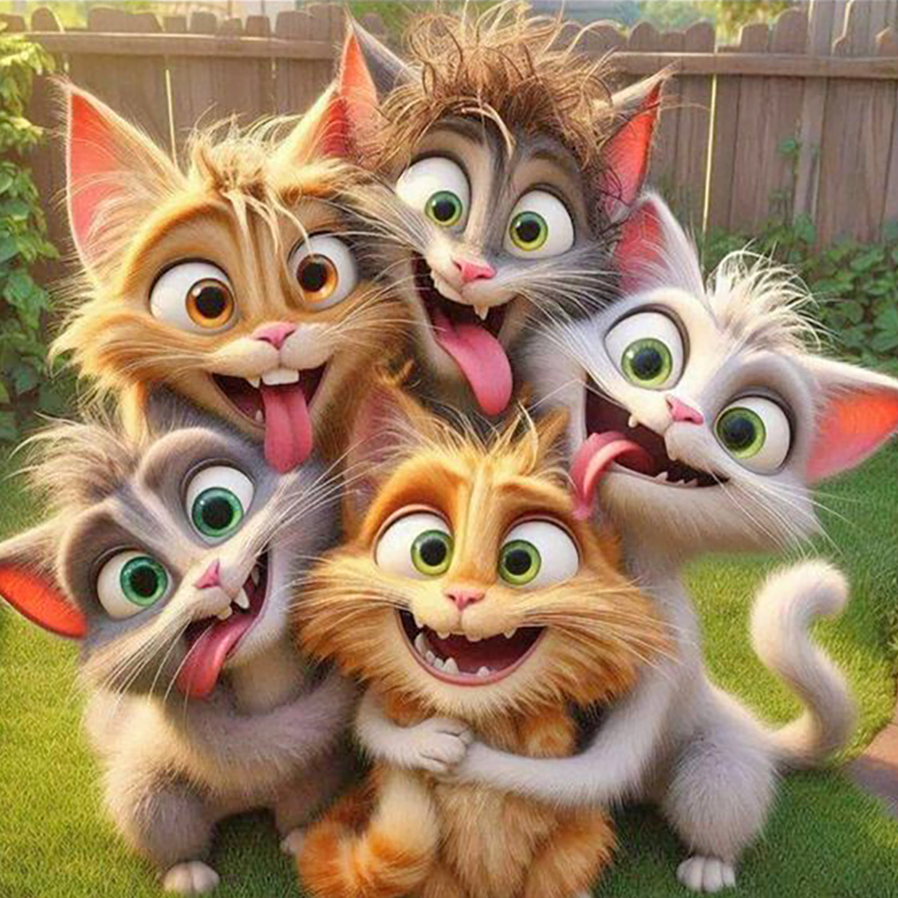 Funny Cat 40*40cm(canvas) full round drill diamond painting