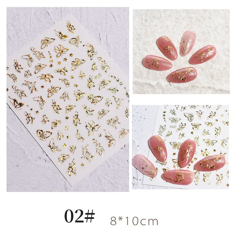 1 Sheet 3D Halloween Nail Sticker Christmas Skull Bone Snake Butterfly Maple Leaf Pattern Decals Manicures 3D Nail Decorations