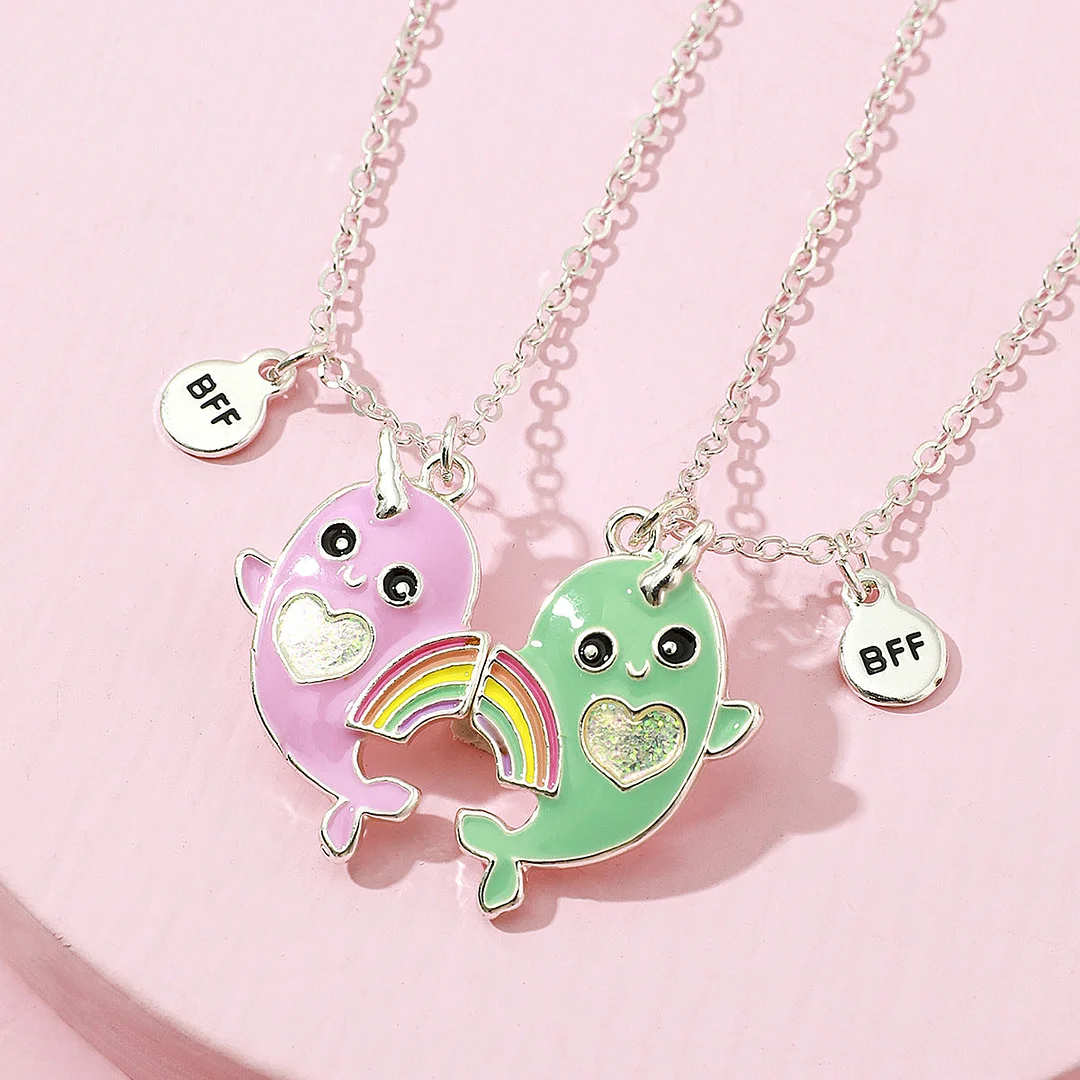 Buzzdaisy Unicorn whale magnet attract good friend necklace