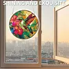(18.5cm)DIY Acrylic Jigsaw Puzzle Window Hanging with Hanging Chain DIY Stained Glass Decoration Round Window Puzzle Decor for DIY Craft Project (Flower Bird)