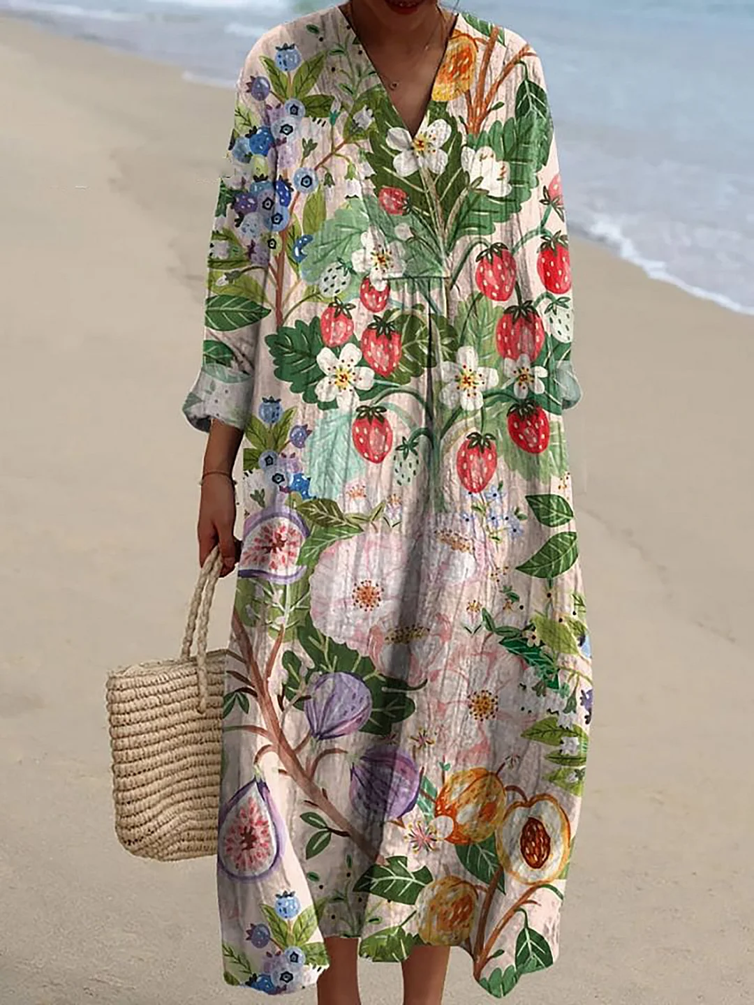 Women's Vintage Lovely Floral Pattern Art Print Casual Dress