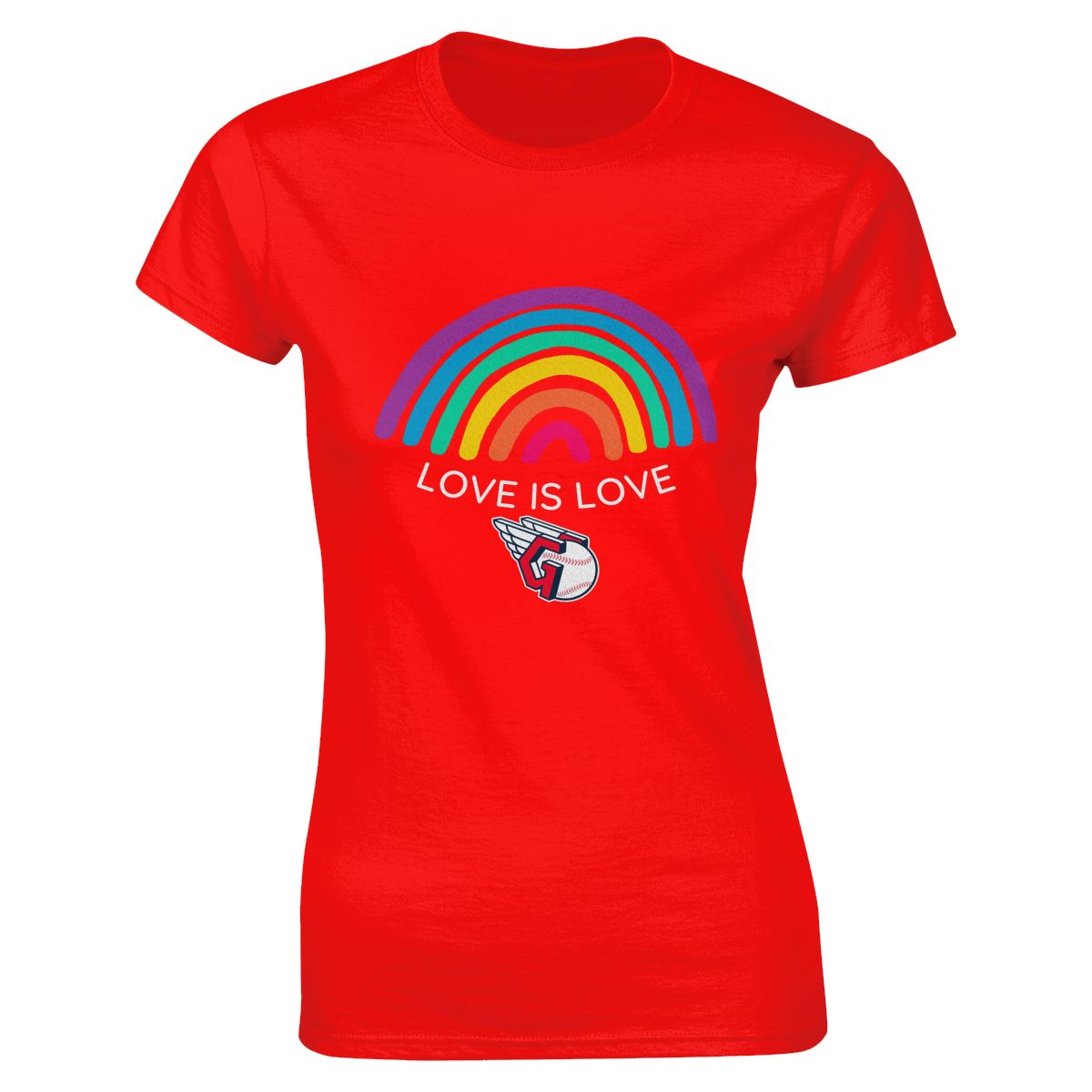 Cleveland Guardians Love is Love Pride Rainbow Women's Crewneck T-Shirt