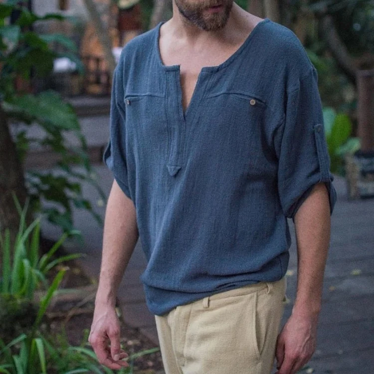 Men's Casual Daily Linen Short Sleeve Tops