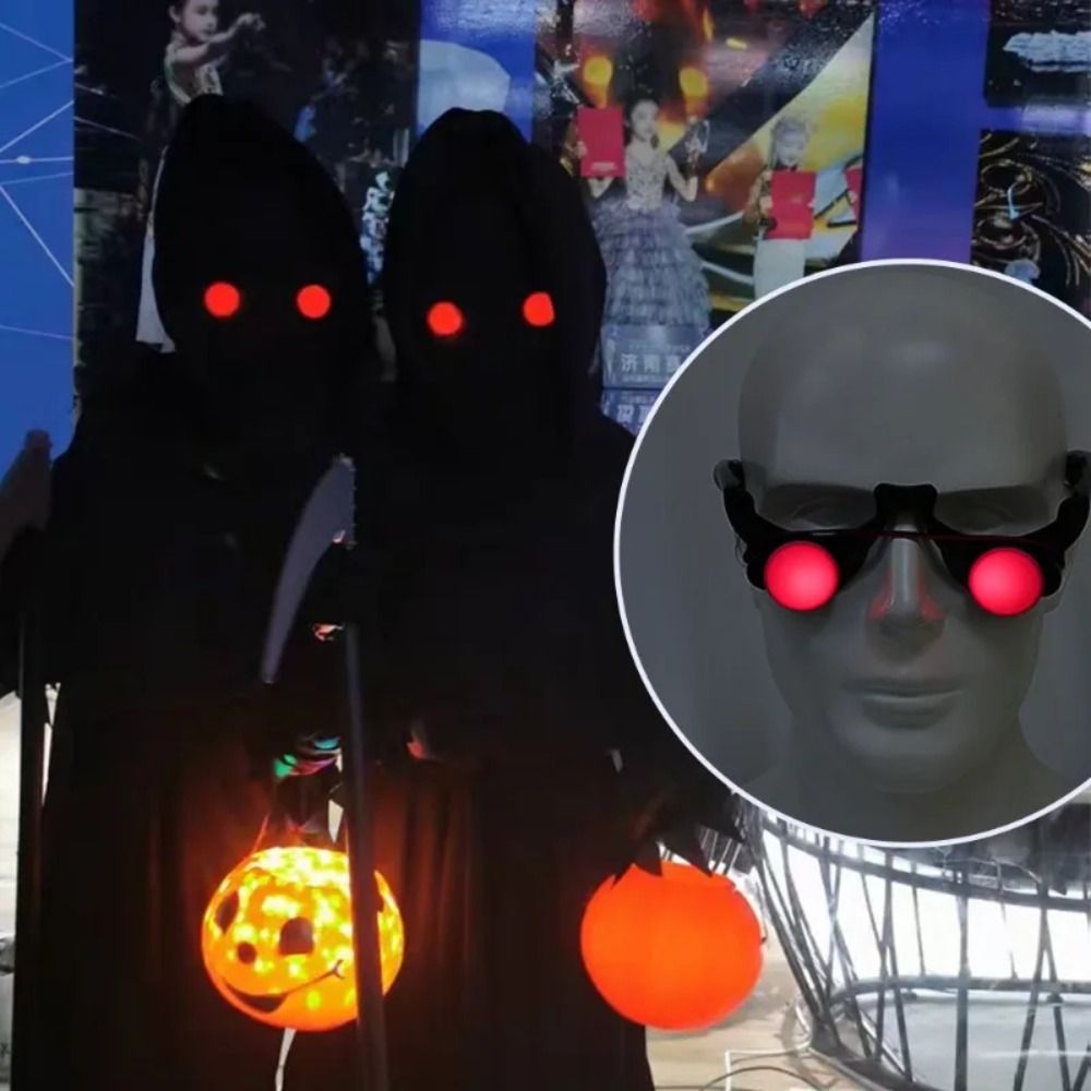 Tegooe Halloween Red Eye Glasses Prop - Scary Horror Cosplay Costume Accessory Glow in the Dark ABS BlackRed