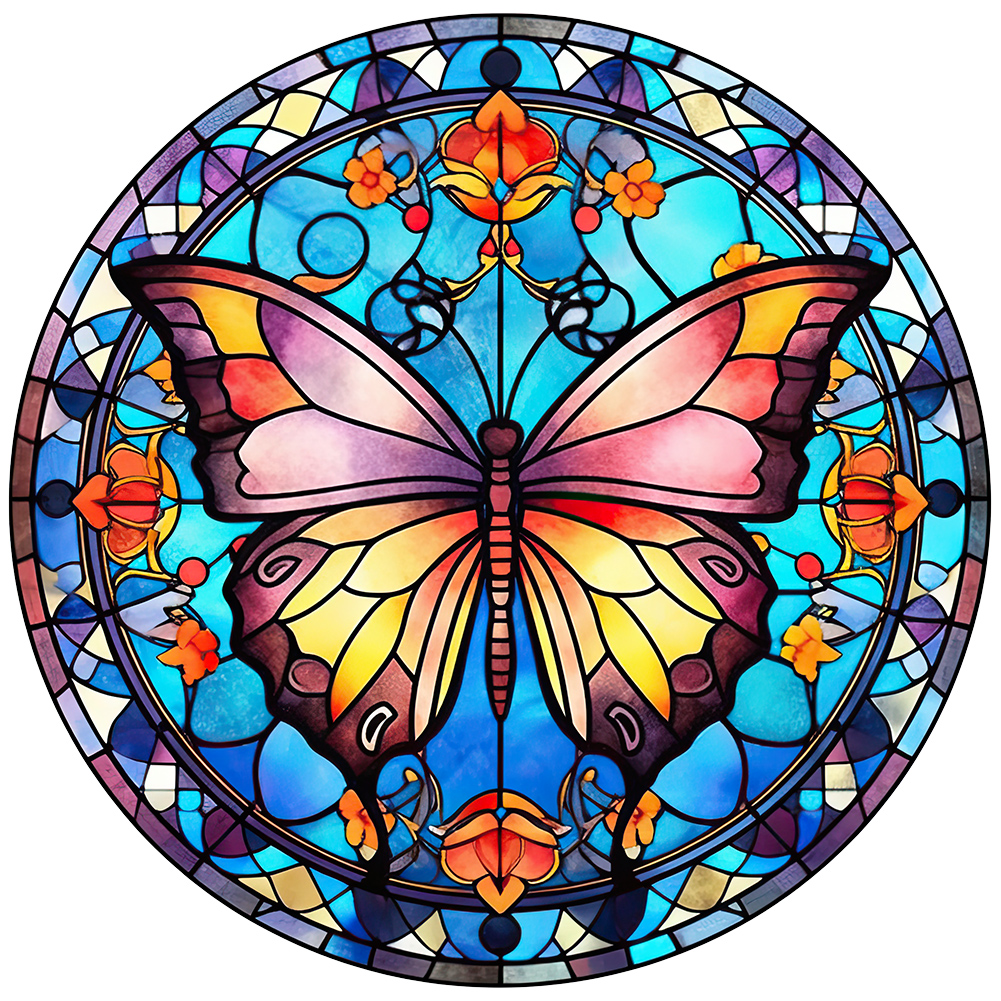 Butterfly Glass Painting 30*30cm(canvas) full round drill diamond painting