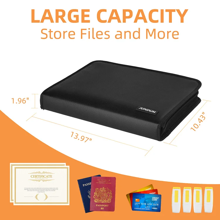 Fireproof Document Organizer With 12 Pockets,Waterproof Accordion File Folder For Home & Office,Fireproof File Holder For Important Papers ,Certificates,Photos/A4-Size,Black - Walmart Supplies - View #9