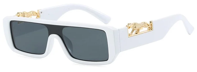 Luxury Retro Square Sunglasses Women 2024 Brand Hollowing Out Leopard Decoration Sun Glasses Men Black Flat Top Glasses