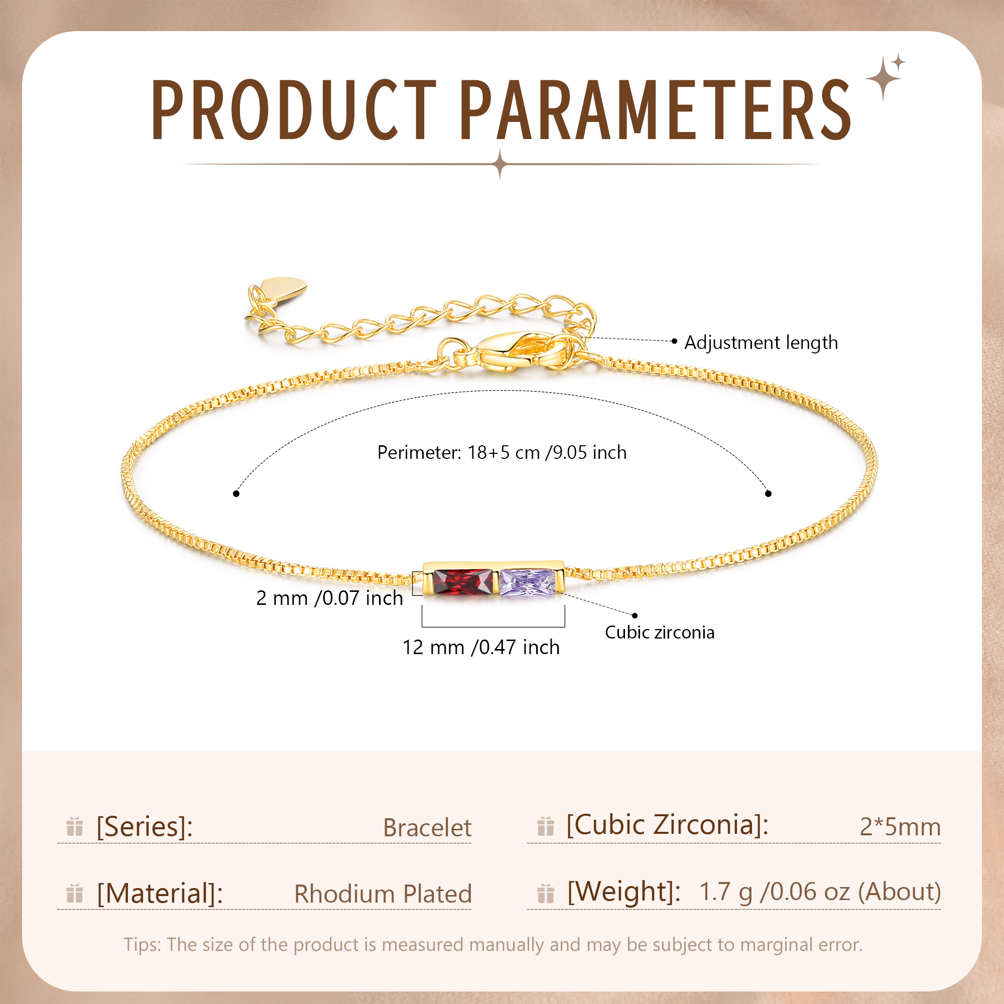 Custom 2 Birthstones Bracelet Gold Adjustable Bracelet Personalised Birthday Gift for Her-Jessemade AU