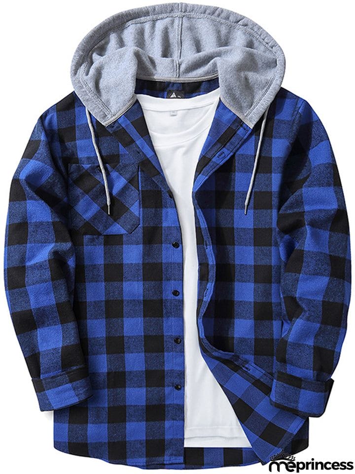 Spring Autumn Men's Trendy Plaid Hoodies