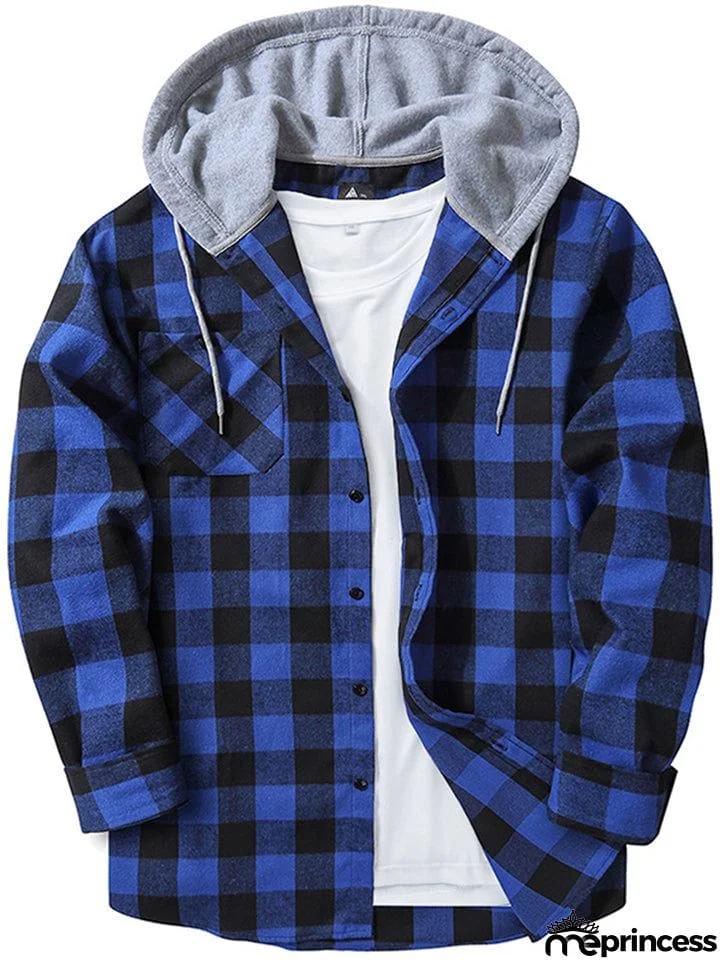 Spring Autumn Men's Trendy Plaid Hoodies