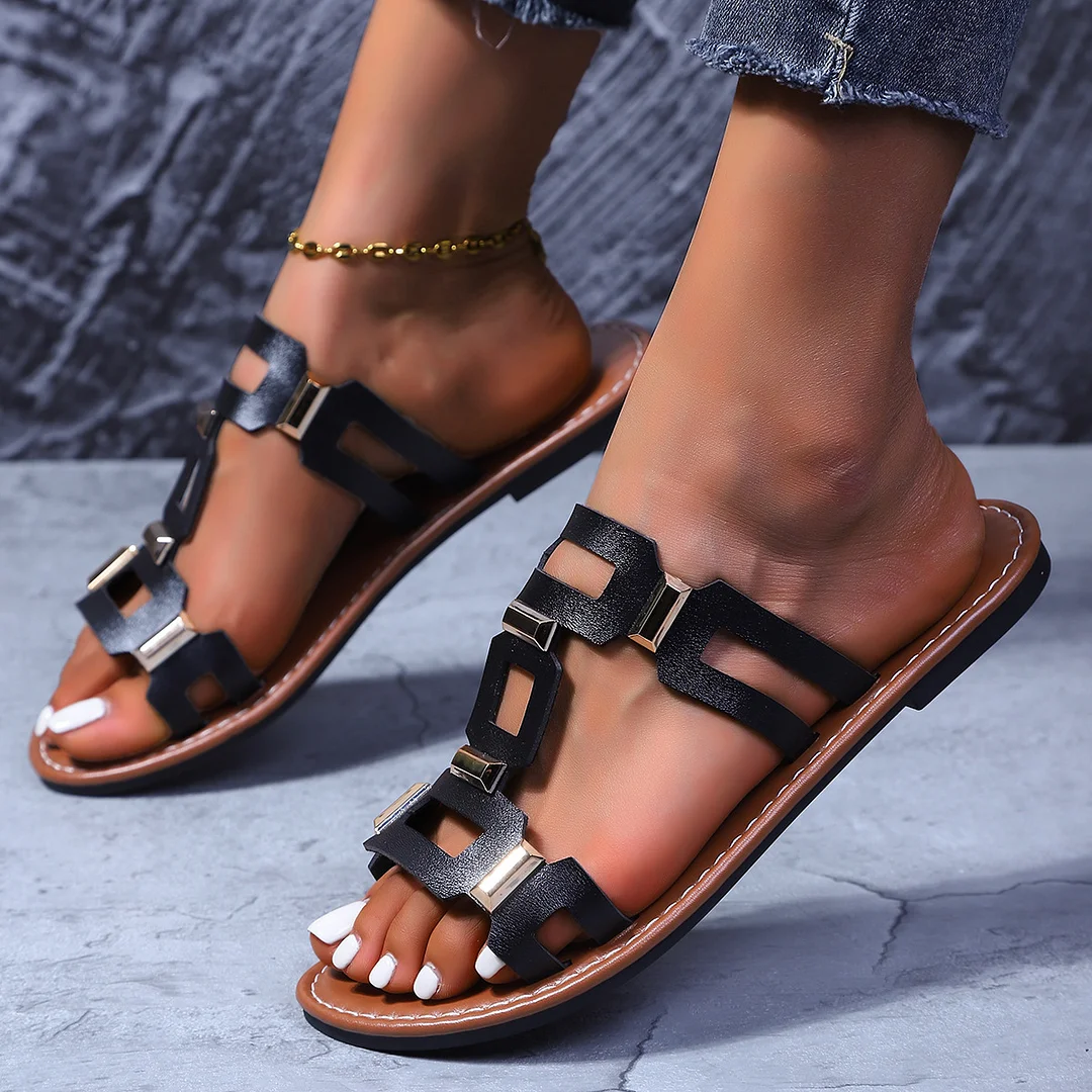 Breakj Breakj Buckle Flat Bottom Slipper Women's New Toe Beach Cold Slippers