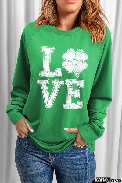 LOVE Lucky Clover Round Neck Sweatshirt