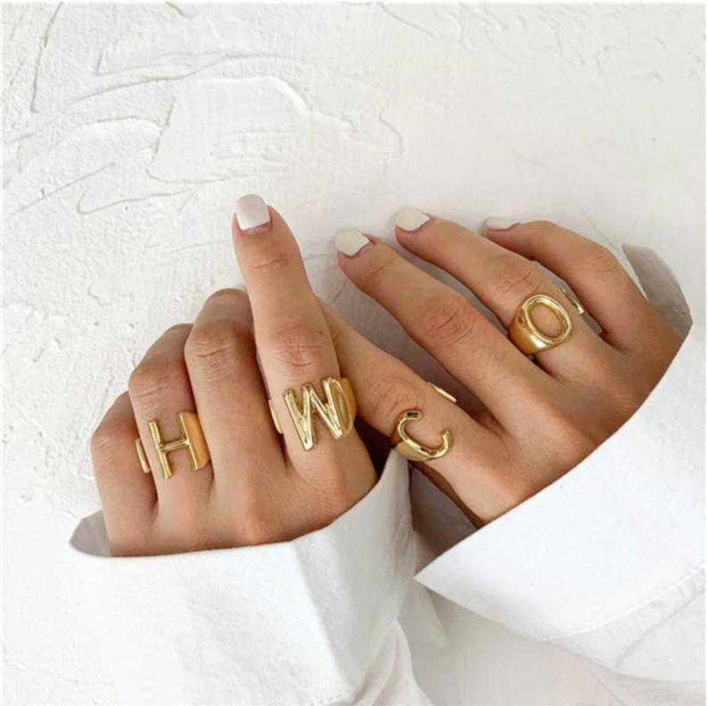 Personalized Name Ring Custom 1 Letter Name Ring Gifts For Women
