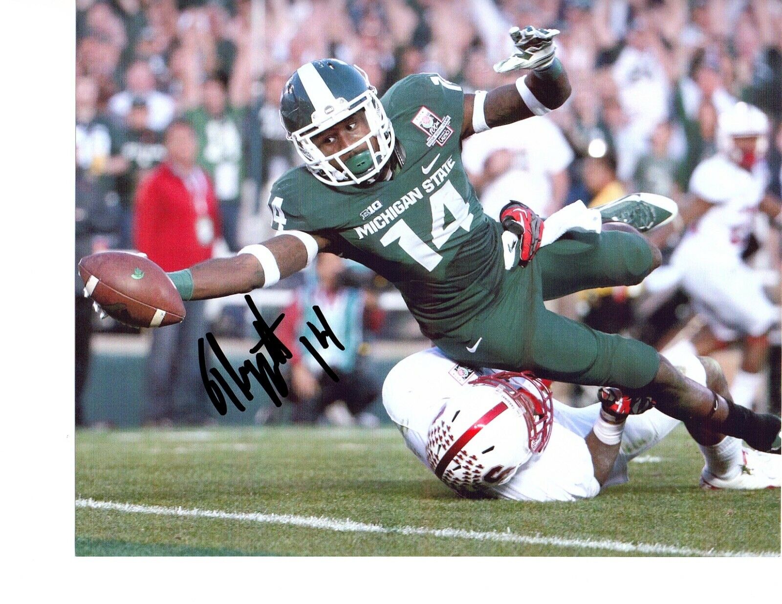 Tony Lippett Michigan State Football Signed auto 8X10 Photo Poster painting Rose Bowl TD e MSU