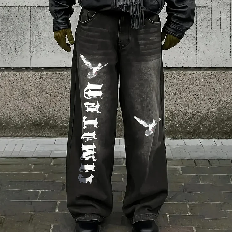 Men's Jeans - Loose Fit Wide Leg Non-Stretch Denim Pants Everyday Casual & Formal Outfits