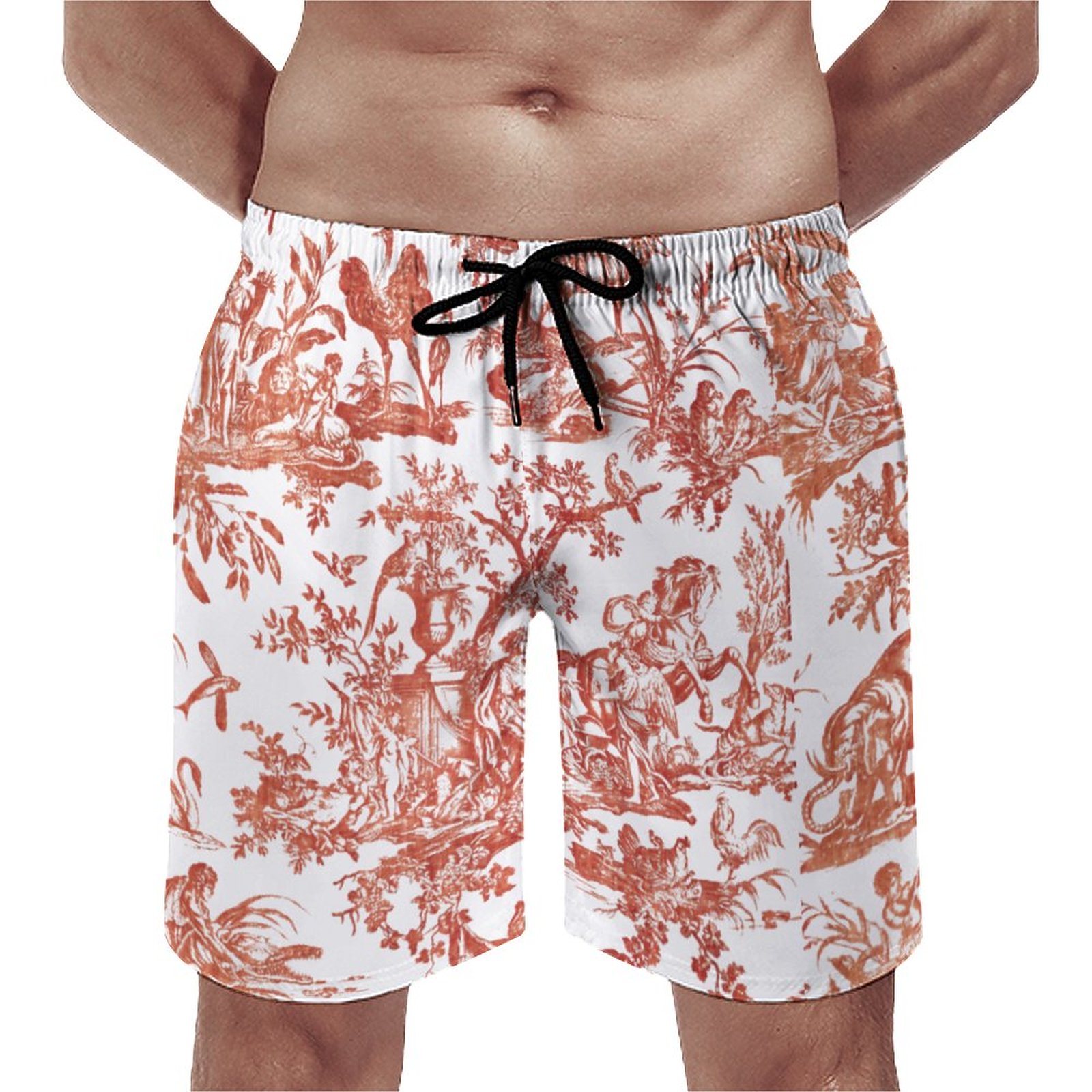 Antique French Four Parts Of The World | Mens Swim Trunks Quick Dry Swim Shorts With Mesh Lining | Al Mare Beachwear | Full Body Swimsuit Men | Men's Beach Style Clothing