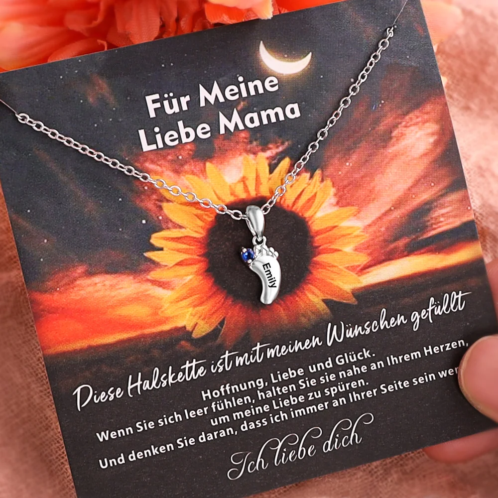 Personalisierte Baby Füße 1 Geburtsstein Halskette Kettenmachen