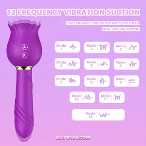 Double head stimulation toys Alice Sucking and Vibrating Rose Massager Wand for Sensational Pleasure