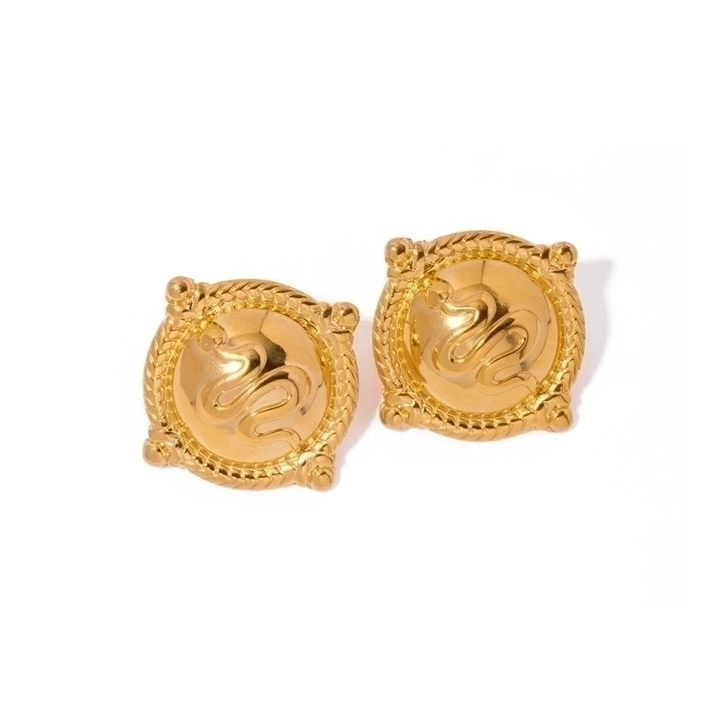 IG Style Snake 304 Stainless Steel 18K Gold Plated Rings Earrings