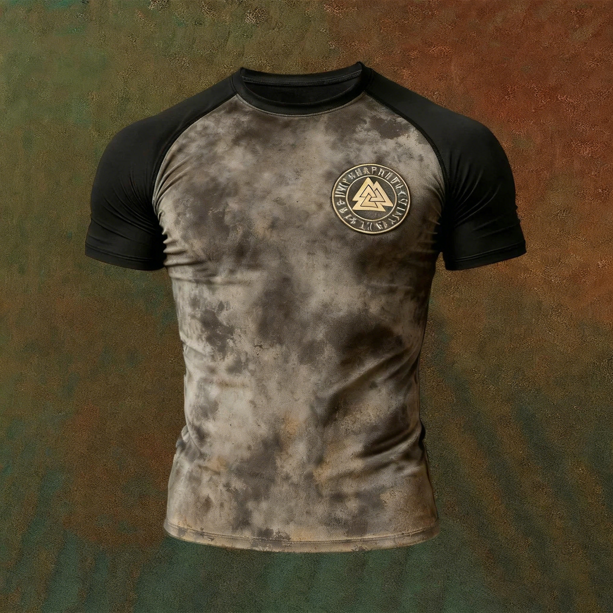 Men's Viking Style Nordic Vegvisir Pattern Crew Neck Short Sleeve T-shirt elevenforest