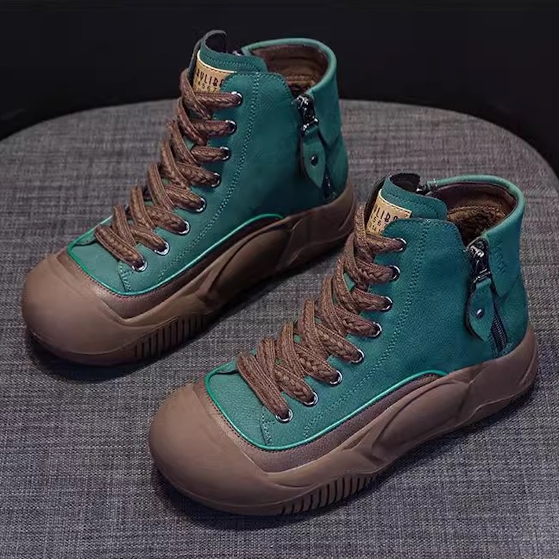 Vintage High-top Cow Leather Ankle Boots