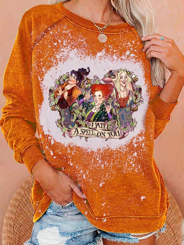 I Put A Spell On You Tie Dye Long Sleeve Sweatshir