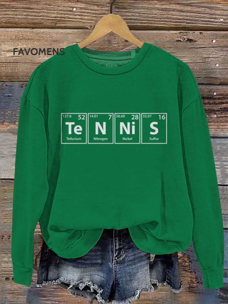 Tennis Sport Chemical Elements Periodic Table Casual Sweatshirt Multicolor / S