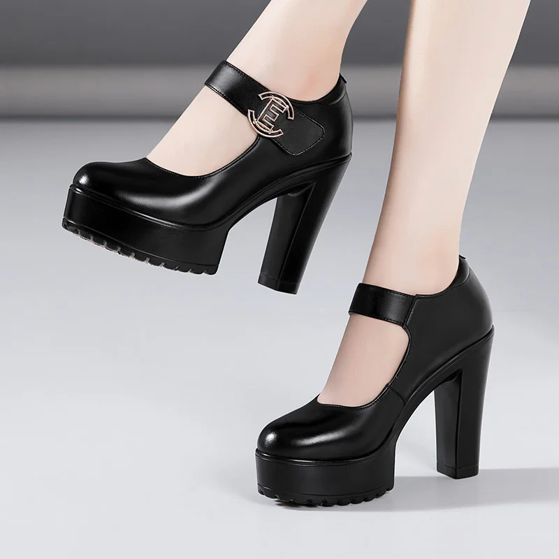 Breakj High Heel 12Cm Cheongsam Model Catwalk Shoes Women's Thick Soles Waterproof Platform Silver Round Head Stage Performance Shoes Women's Singles Shoes