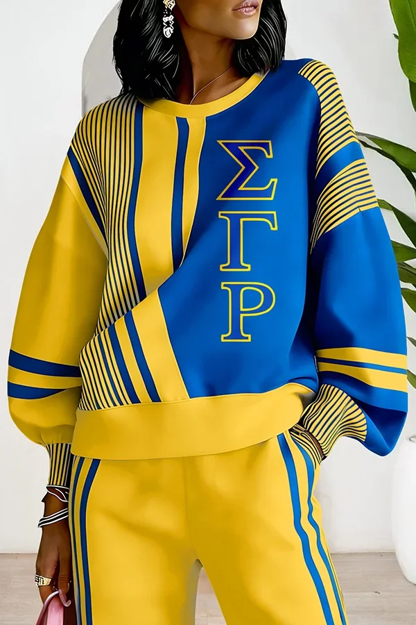 Sigma Gamma Rho Sorority Striped Lantern SleeveSweatshirt