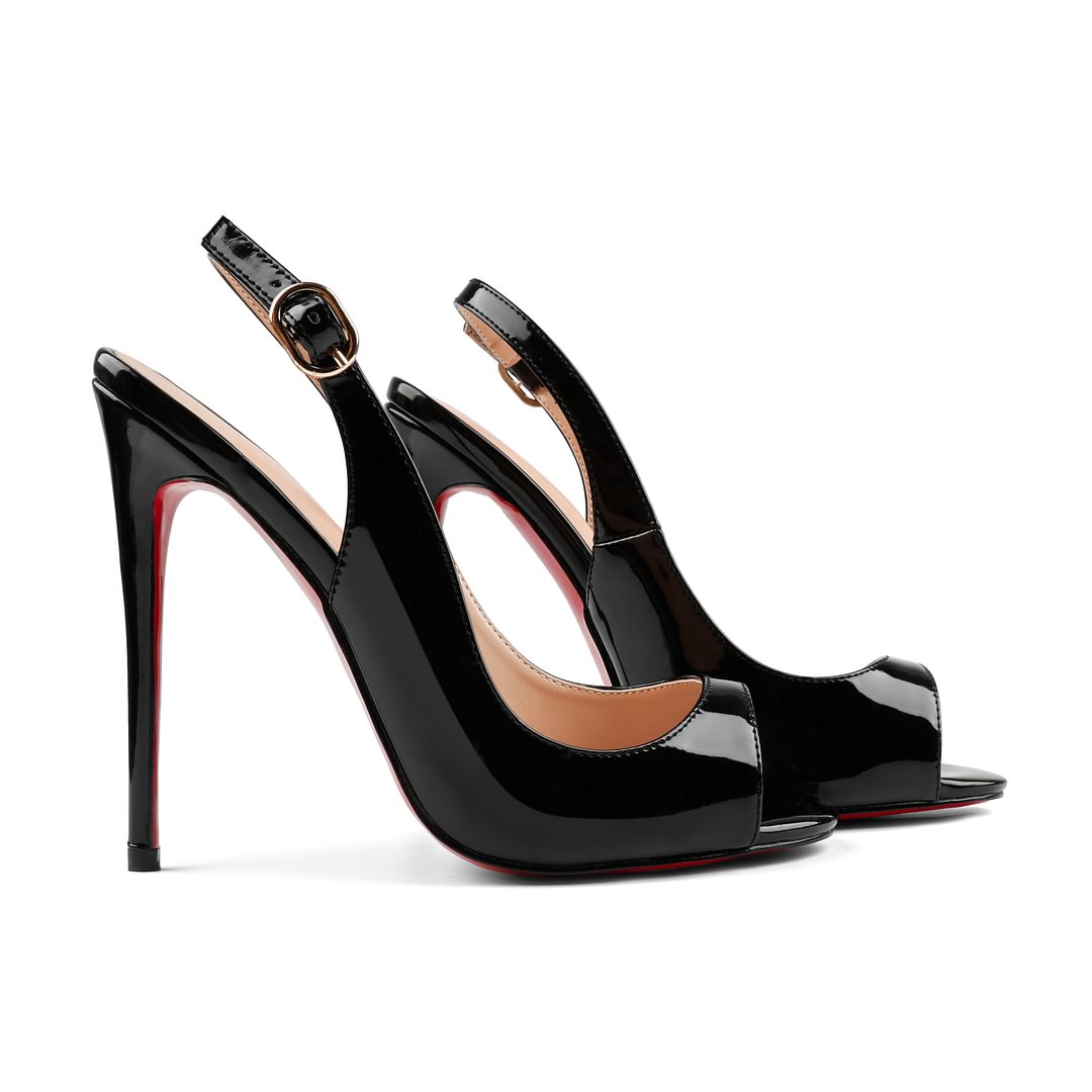 100mm/120mm Women's Open Toe Leaky Heel Red Bottom High Heels Stiletto Shoes-MERUMOTE