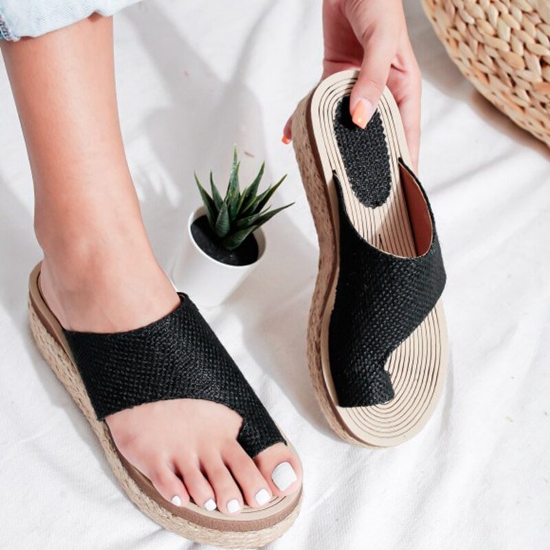 Women Summer Beach Sandals Open Toe Wedges Vintage Shoes Woman Mid Heels Sandalias Slippers Slides Mujer Sapato Feminino