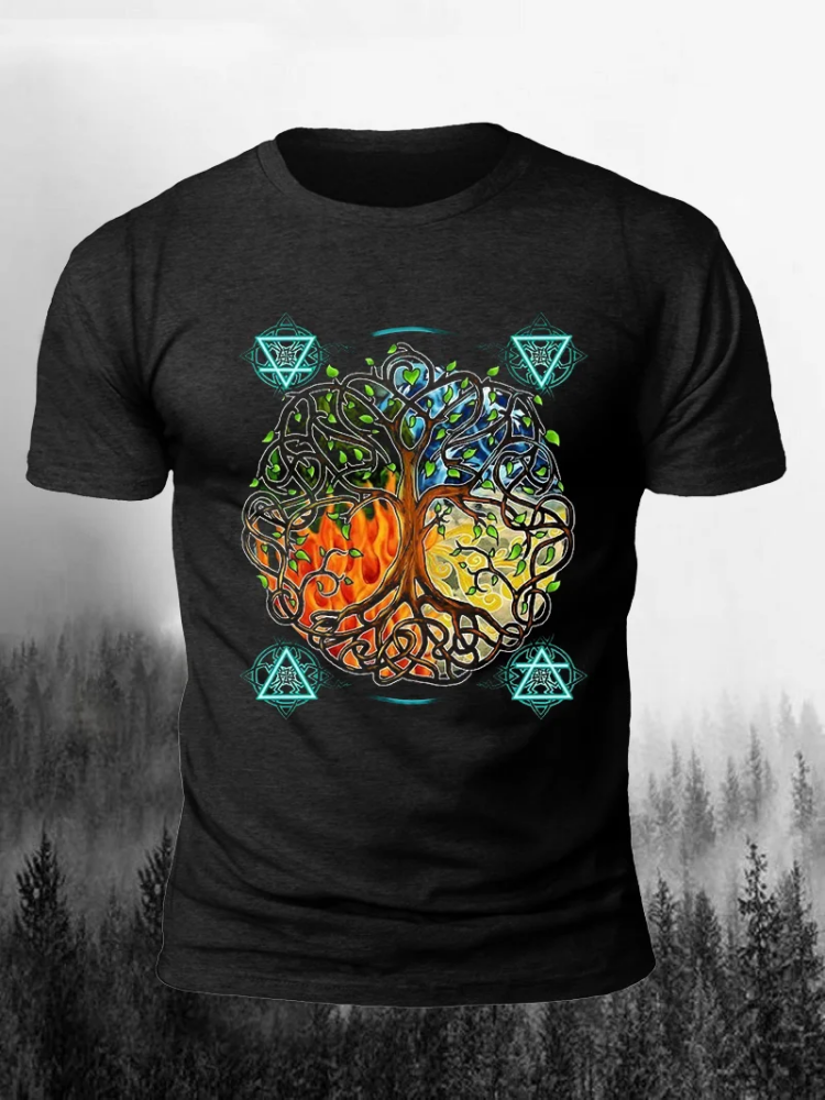 Broswear The Tree Of Life Viking Print Short Sleeve Men's T-Shirt